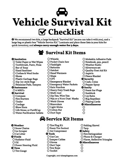 Vehicle Survival Kit Checklist